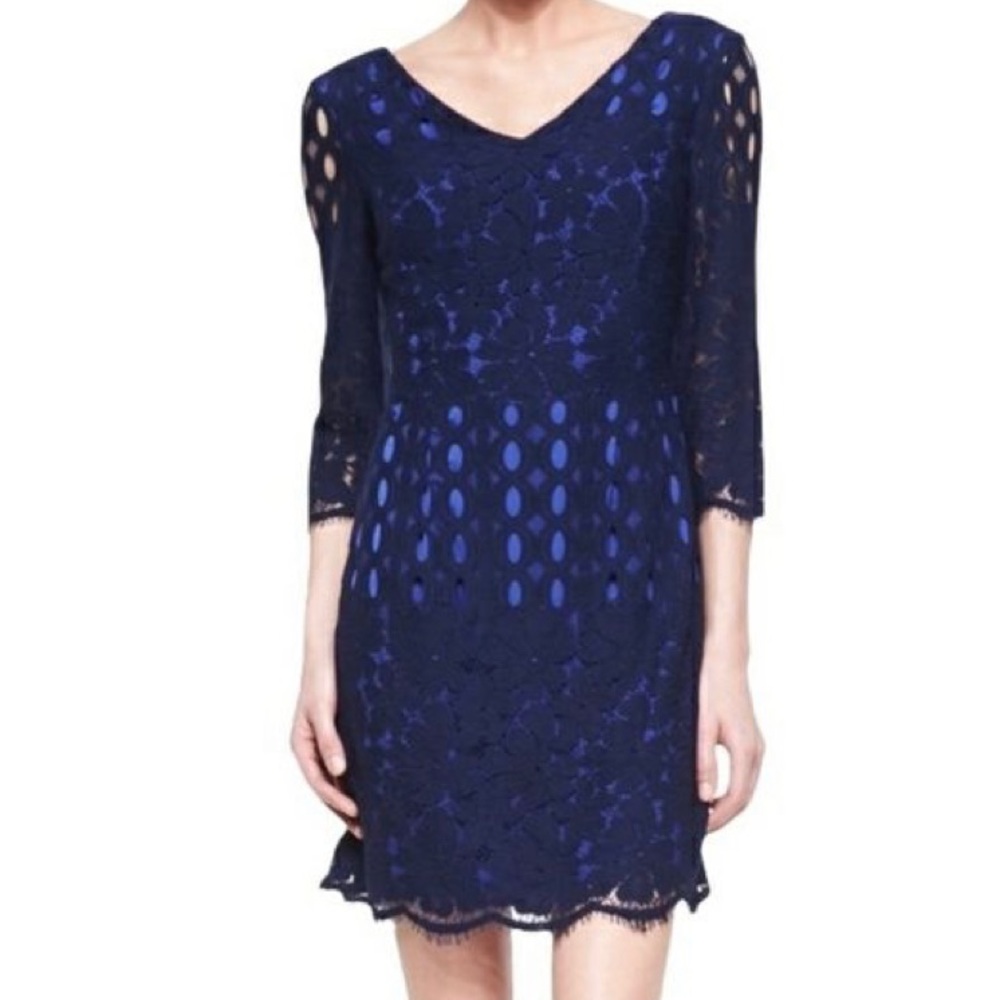 🌴Lilly Pulitzer🌴 Macon Dress with Navy Lace